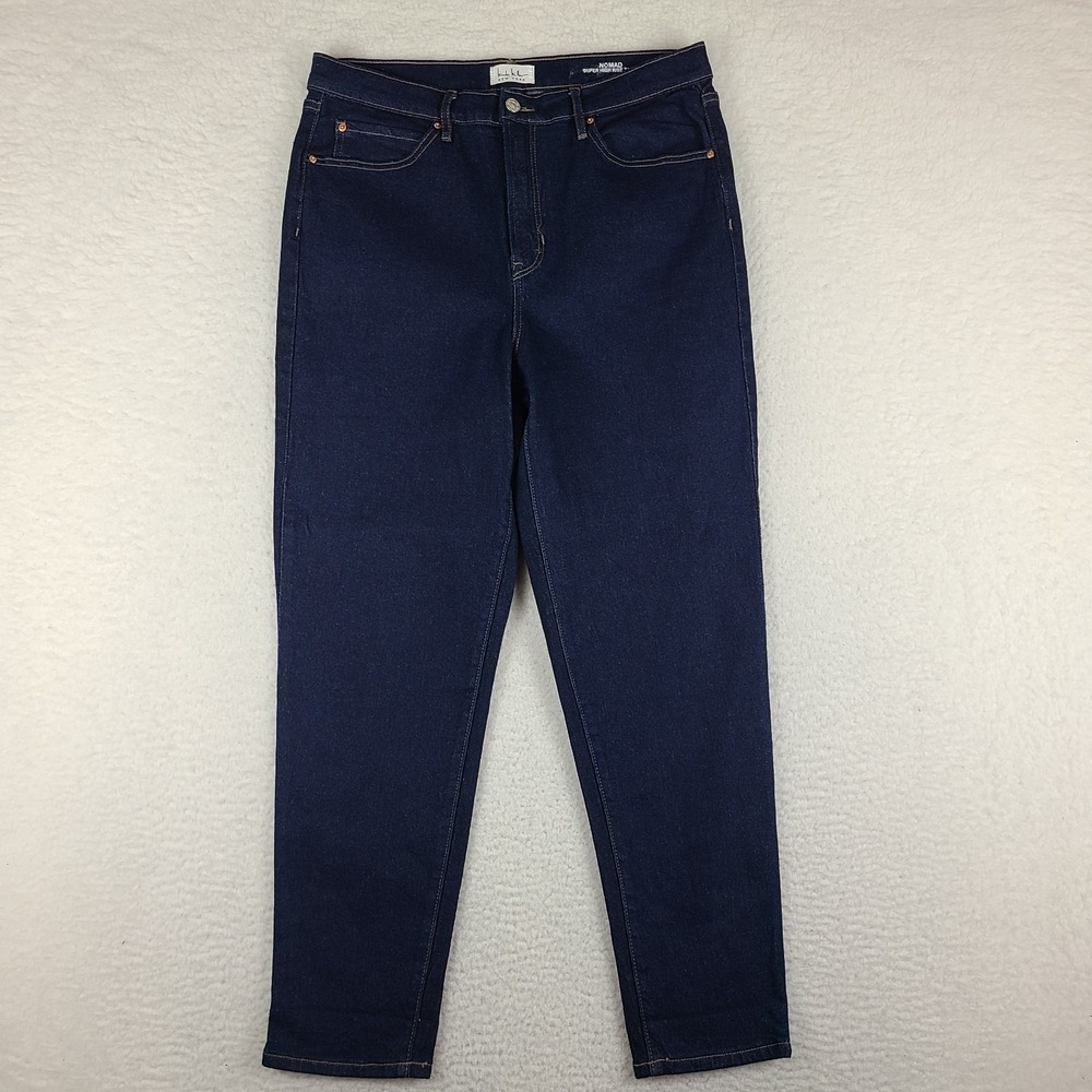 Nicole Miller Jeans Womens 12 Blue NOMDA Super High Rise Taper Dark Wash Denim